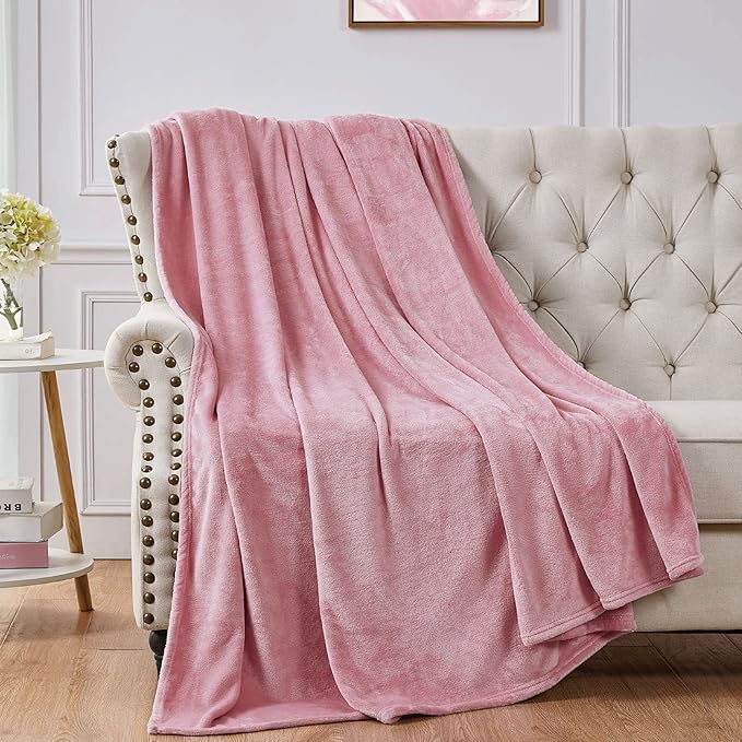 Walensee Fleece Blanket Plush Throw Fuzzy Lightweight (XL-Twin Size 66x90 Blush) Super Soft Microfiber Flannel Blankets for Couch, Bed, Sofa Ultra Luxurious Warm and Cozy for All Seasons