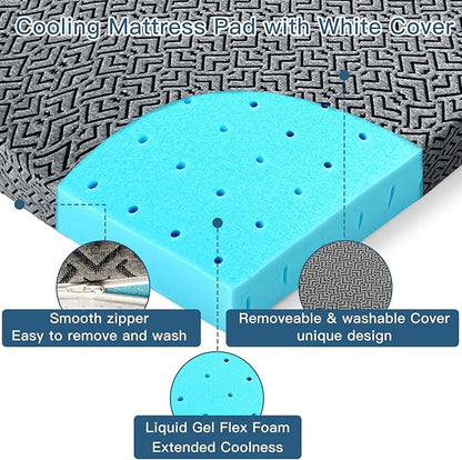Airensky 4 Inch Memory Foam Mattress Topper, Cooling Gel Infused High Density Queen (60"x80") Topper with Removable Washable Cover, Bed Topper for Pressure Relief Back Pain, CertiPUR-US Certified