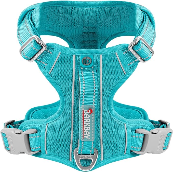 BARKBAY Dog Harness No Pull with ID Tag Pocket - Heavy Duty, Reflective, Easy Control for Large Dogs(Ocean Blue,L)-Mewly Pet