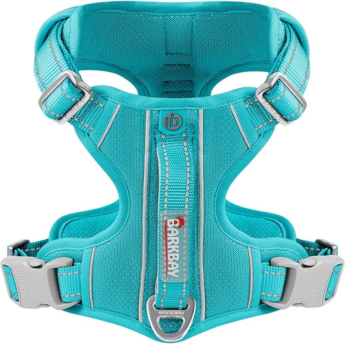 BARKBAY Dog Harness No Pull with ID Tag Pocket - Heavy Duty, Reflective, Easy Control for Large Dogs(Ocean Blue,S)-Mewly Pet
