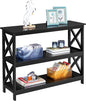 Yaheetech Console Table with Storage Shelves, 3-Tier Entryway Table Sofa Side Table Narrow Long Bookshelf for Hallway Living Room, Accent Furniture, Black
