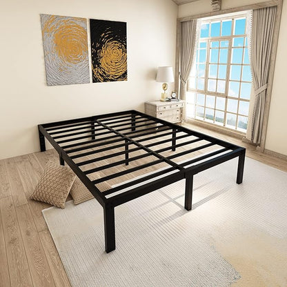 45MinST 14 Inch Reinforced Platform Bed Frame/3500lbs Heavy Duty/Easy Assembly Mattress Foundation/Steel Slat/Noise Free/No Box Spring Needed, King
