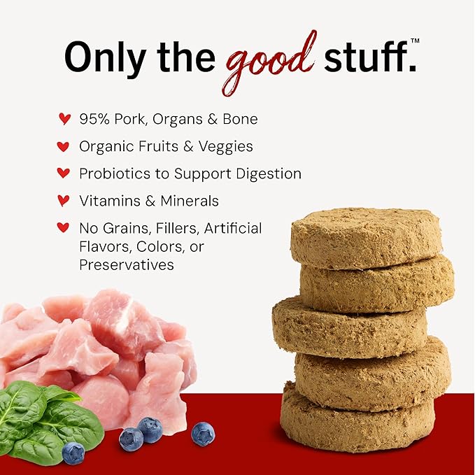 Stella & Chewy's Freeze-Dried Raw Dinner Patties - Purely Pork Recipe - High Protein Grain-Free Puppy & Dog Food - Perfect For Picky Eaters - 14 oz-Mewly Pet