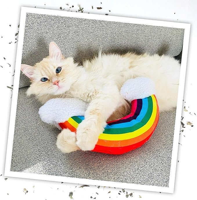 Meowijuana Kicker Toy for Cats | Get Kickin' Rainbow | Refillable Kicker Catnip Toy | Promotes Play and Cat Health | Includes Potent Hand Harvested Catnip Grown in North America-Mewly Pet