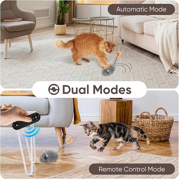 Remote Control Cat Toy Rechargeable Cat Mouse Toy Automatic Interactive Cat Toys for Indoor Cats Toy with 3-Speed Adjustment and 4 Directions-Mewly Pet