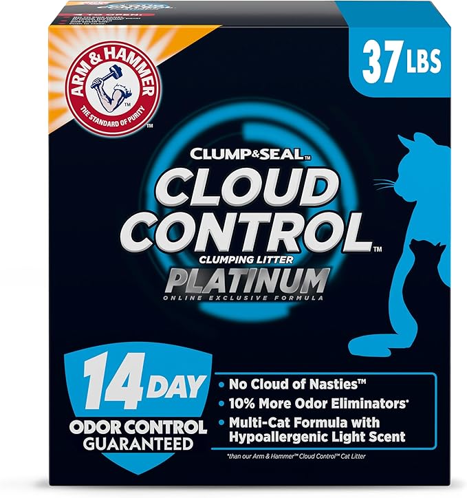 ARM & HAMMER Cloud Control Platinum Clumping Cat Litter Odor Control, 37 lbs.-Mewly Pet
