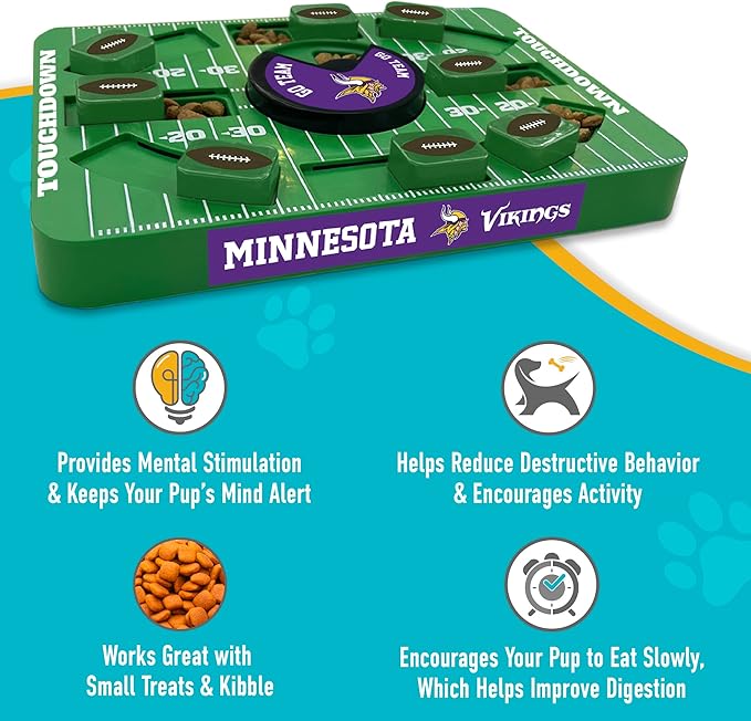 Pets First NFL Minnesota Vikings Large Puzzle Toy - New Size, Interactive Dog Treat & Slow Feeding Puzzle-Mewly Pet