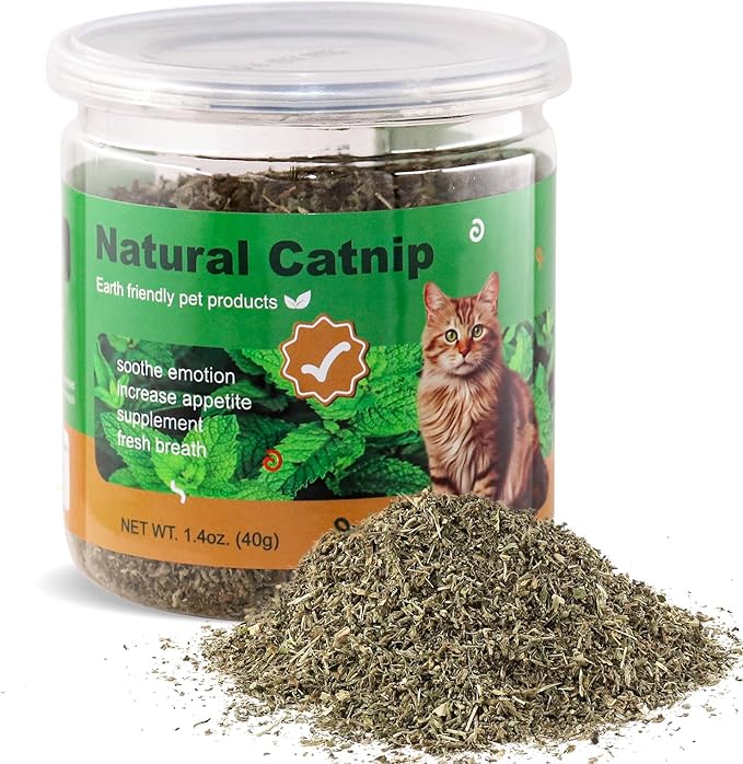 TZL Natural Catnip, Organic Cat Grass, Dried Catnip Leaves, Used for Refillable Catnip Toys, Delicately Sealed and Packaged for Easy Store (40g)-Mewly Pet