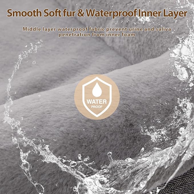 BFPETHOME Orthopedic Dog Beds for Extra Large Dogs, Washable Large Pet with Bolster, Orthopedic Large Dog Mats with Removable Covers & Waterproof Pet Bed for Pet-Mewly Pet