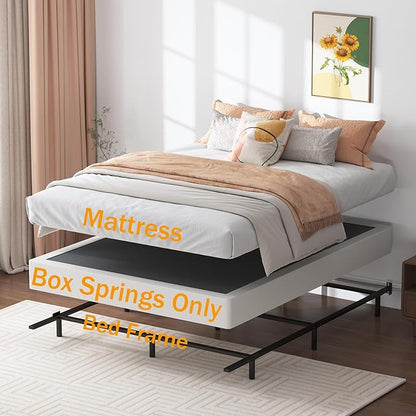 King Box Spring, 7 Inch King Size Box Spring and Cover Set, 3000lbs Heavy Duty Metal Mattress Foundation with Easy Clean Cover, No Noise, Easy Assembly