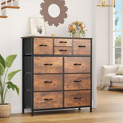 YITAHOME 10 Drawer Dresser, Dresser for Bedroom, Fabric Storage Dresser, Chest of Drawers for Living Room, Hallway, Closets - Sturdy Steel Frame, Wooden Top & Easy Pull Fabric Bins