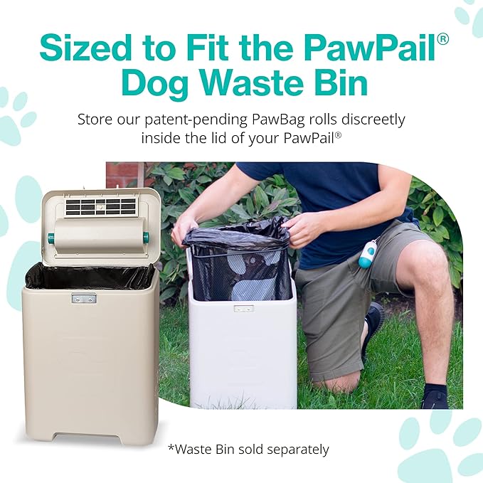 PawPail Trash Can Liners, Dog Poop Disposal Bags, 100% Recycled Plastic, Floral Scented, for PawPail Pet Waste Station, Cat Litter Box, or Outdoor Trash Can | 1 Roll of 20 Large Size Bags-Mewly Pet
