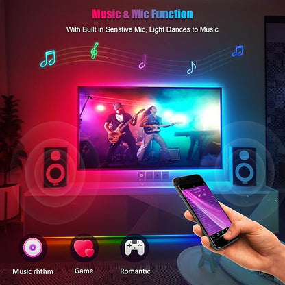 PANGTON VILLA LED Lights for TV 80-100 Inch, 24.6FT ICRGB TV LED Backlight Kit Work with APP & Remote Control, Music Sync TV LED Lights, TV Lights Behind, USB Powered