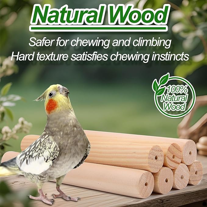 Wooden Bird Parrots Playground, Bird Perch Stand, with Bird Ladder Chewing Toys, Out of Cage Accessories-Mewly Pet