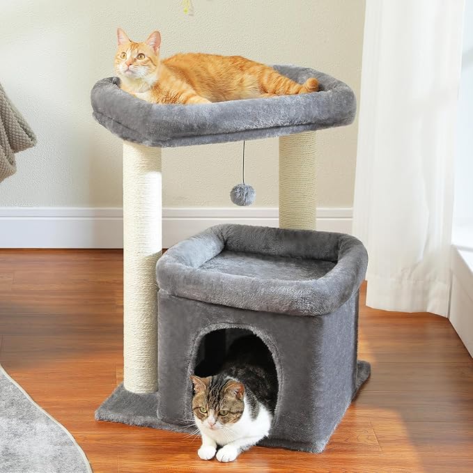 PEQULTI Cat Tree Cat Tower with Sisal-Covered Scratching Posts and Extra-Large Cat Perch Suitable for Small to Medium Cats-Mewly Pet