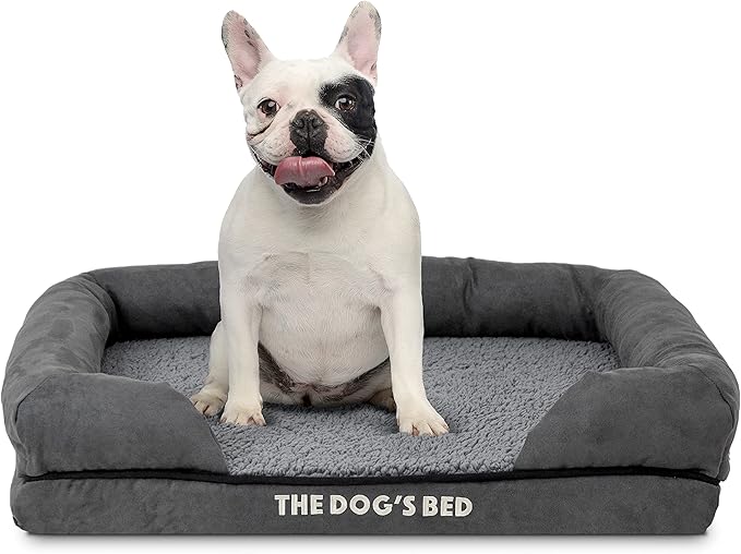 The Dog’s Bed, Small Plush Grey, Memory Foam, Pain Relief: Arthritis, Hip & Elbow Dysplasia, Post Surgery, Lameness, Supportive, Calming, Waterproof Washable Cover, Veterinary Approved-Mewly Pet
