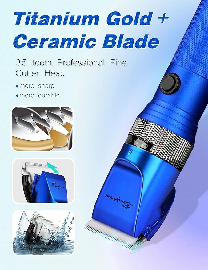 Dog Grooming Clippers, Professional 12V Heavy Duty Pet Clippers, Large Dog Shaver for Thick Coat,Plug-in Pet HairTrimmer with Guard Combs Brush for Dogs Cats-Mewly Pet