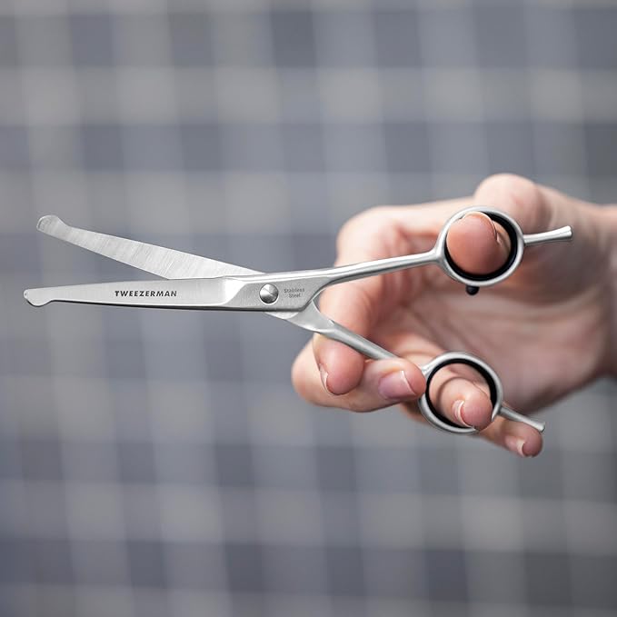 Tweezerman 7" Pet Grooming Scissors with Safety Round Tips, Professional Curved Grooming Shears for Dogs and Cats-Mewly Pet