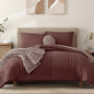Monbix King Size Comforter Set - 7 Pieces Bed in a Bag King, Dark Red Bedding Sets with Comforter, All Seasons Down Alternative Comforter Bed Set with Sheets, Pillowcases & Shams