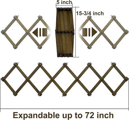 WEBI Accordion Wall Hanger,Accordion Hat Rack for Wall,Expandable Wooden Coat Rack Wall Mounted,Accordion Hook Rack for Hats,Caps,16 Peg,Dark Walnut