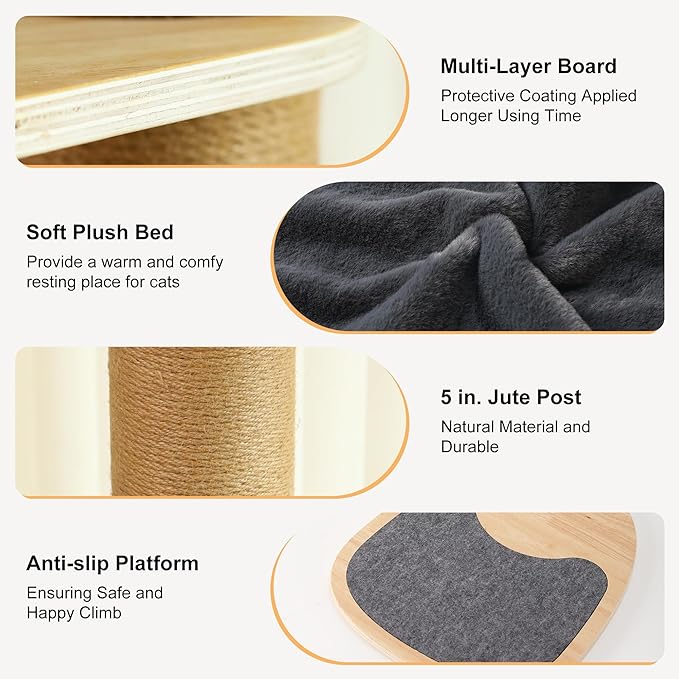 FUKUMARU Floor to Ceiling Cat Tree, 6 Level Adjustable Height (5.7-9.8 ft) Climbing Tower with Thickened Scratching Posts, Cats Activity Center with Transparent Capsule and Cozy Hammock-Mewly Pet