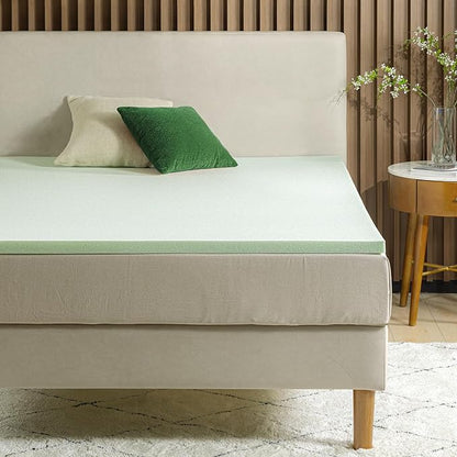 ZINUS 1.5 Inch Green Tea Memory Foam Mattress Topper, Smaller, More Convenient WonderBox Packaging, Pressure-Relieving Layers, CertiPUR-US Certified, Queen