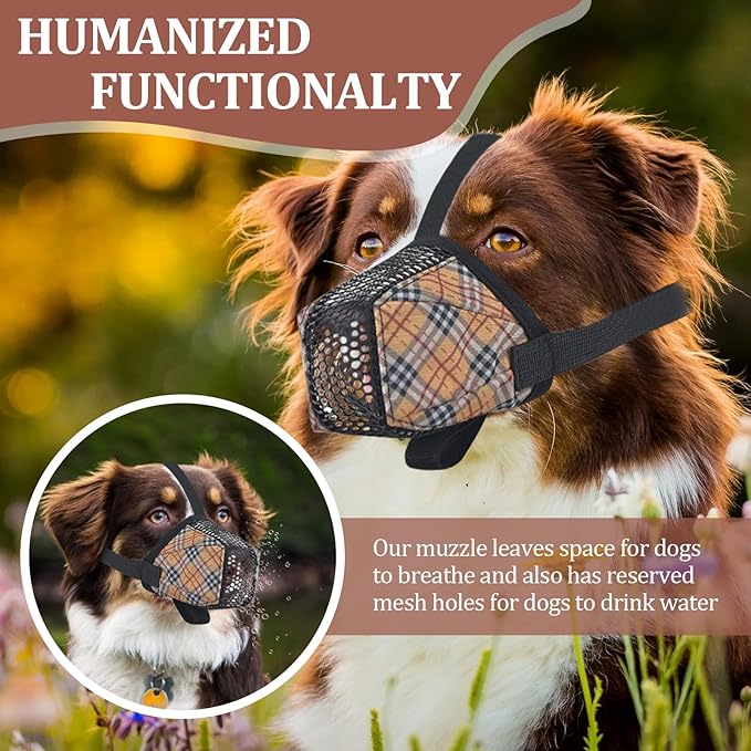 Dog Muzzle for Small Large Dogs - Soft Nylon Basket Muzzle with Adjustable Strap, Breathable Mesh Design Prevents Biting Chewing Licking Eating - Ideal for Training, Grooming & Vet Visits (Yellow, XL)-Mewly Pet