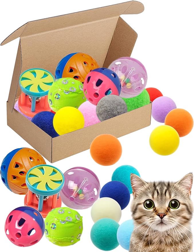 15-Pack Cat Toy Balls for Indoor Cats and Kittens (1.5'' - 2.2'', Cat Toys Mega Set)-Mewly Pet