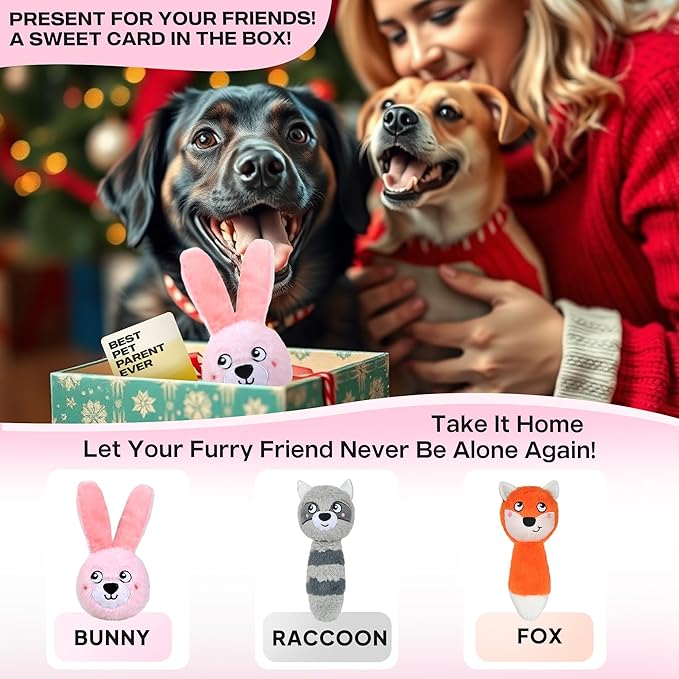 Fida Squeaky Dog Toys for Aggressive Chewers 3 in 1, Dog Chew Toys with 3 Layers,Interactive Dog Toys for Large Dogs Balls to Keep Them Busy for Small Medium Dogs(Pink Bunny)-Mewly Pet