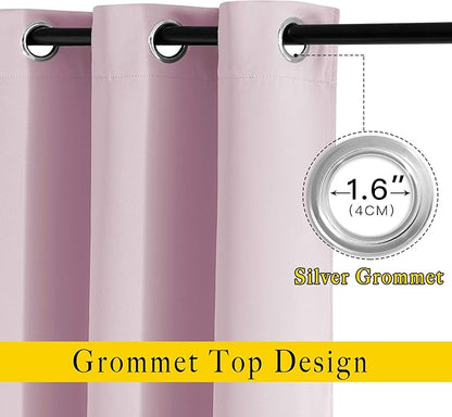 NICETOWN Baby Pink Room Darkening Curtains 102 inches Long, Grommet Thermal Insulated Solid Room Darkening Window Treatments Sound Reducing for Living Room, W46 x L102, Set of 2