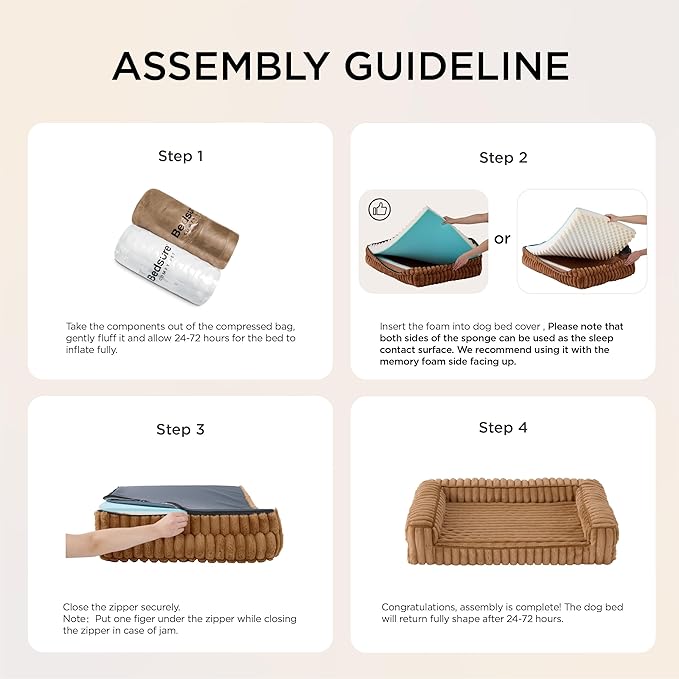 Bedsure Orthopedic Dog Beds for Extra Large Dogs, Waterproof Memory Foam XL Pet Bed with Sides, Non-Slip and Egg-Crate Foam Big Dog Couch Sofa with Washable Removable Corduroy Cover, Brown-Mewly Pet