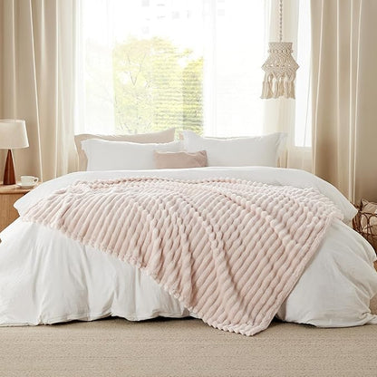 Bedsure GentleSoft Crystal Pink Fleece Blanket for Couch - Cozy Soft Blankets for Women, Cute Small Throws for Girls, 60x80 Inches