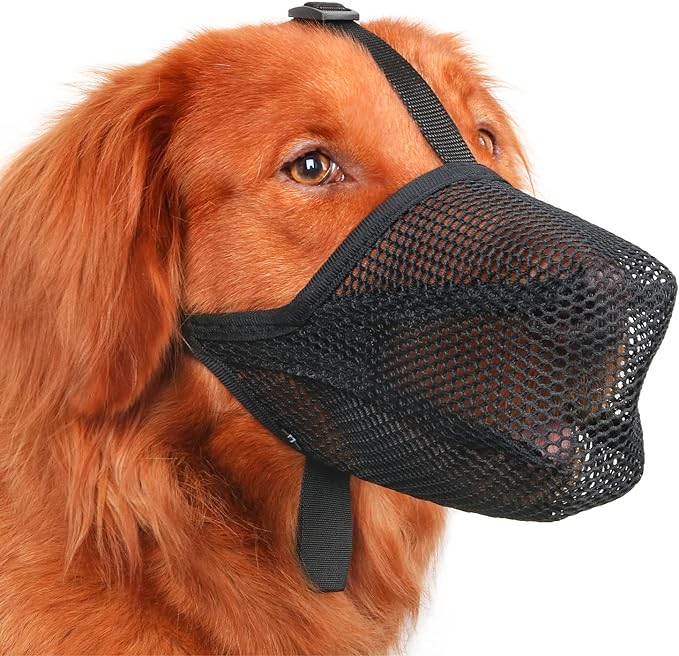 Mayerzon Dog Muzzle, Patented Soft Mesh Muzzle for Small Medium Large Dogs for Scavenging Biting Licking and Chewing, Allows to Pant and Drink (XS, Black)-Mewly Pet