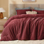 BEDELITE Fleece Twin Comforter Set -Super Soft & Warm Fluffy Burgundy Bedding, Luxury Fuzzy Heavy Bed Set for Winter with 1 Pillow case