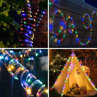 LED Rope Lights Outdoor String Light Battery Powered with Remote Control, 8 Modes Color Changing Waterproof LED Strip Light Fairy Light 40Ft for Christmas Party Camping Decoration, 1 P