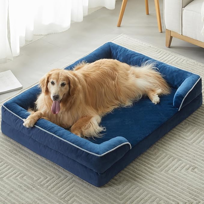WNPETHOME Dog Beds for Large Sized Dogs, Washable Orthopedic Dog Couch Sofa Bed with Waterproof Lining & Non-Skid Bottom for Pet Sleeping-Mewly Pet