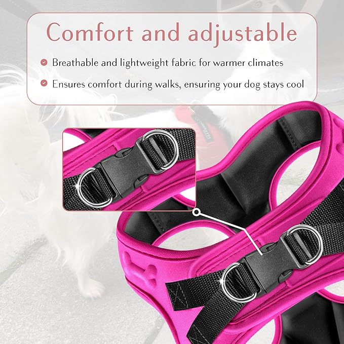 Comfort Fit Dog Harness Soft Padded No Pull Harness with Adjustable Buckles for Small Medium Large Dogs Step in Pet Vest with Easy Control Handle for Walking Jogging Running Training Dogs & Puppies-Mewly Pet
