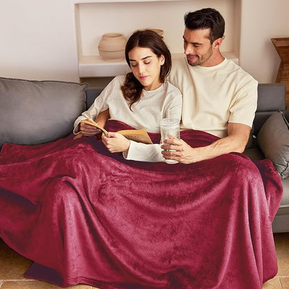 Exclusivo Mezcla Fleece Throw Blanket for Couch, Sofa, 300GSM Super Soft and Warm Blankets, Deep Red Throw All Season Use, Cozy, Plush, Lightweight, 50x60 Inches