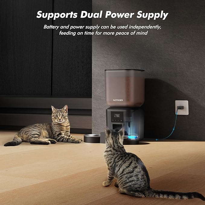 Automatic Cat Feeder for 2 Cats - 8L/34 Cups Large Capacity Auto Cat Food Dispenser with LCD Screen, 2 Food Trays, Timed Feeder, Up to 50 Portions 6 Meals Per Day, Keep Fresh-Mewly Pet
