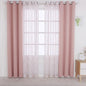BONZER Mix and Match Curtains - 2 Pieces Branch Print Sheer Curtains and 2 Pieces Blackout Curtains for Bedroom Living Room Grommet Window Drapes, 37x84 Inch/Panel, Blush, Set of 4 Panels