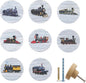 8Pack1.8 Wooden Vintage Train Steam Engine Knob Cabinet Handles Kid's Nursery Room Furniture Dresser Drawer Pulls Knobs