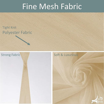 Just Relax Decorative Elegant Bed Net Canopy Set Including Full Hanging Kit, Ideal for Indoors or Outdoors, Intended for a for Covering Beds, Cribs, Hammocks (Beige, Twin/Full)
