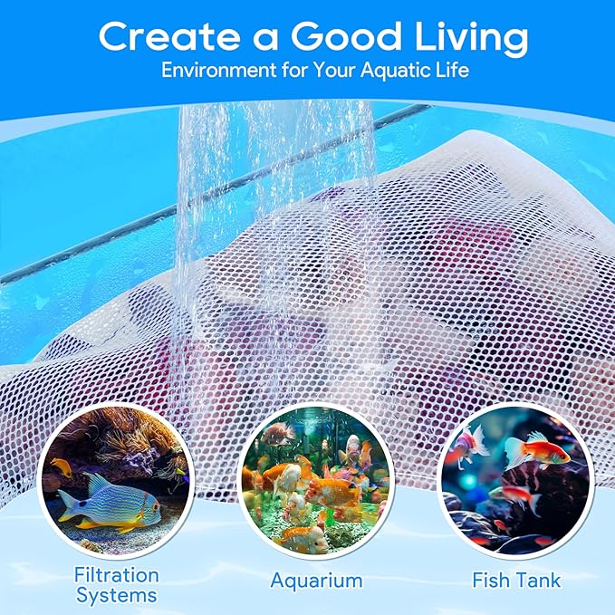 Aquarium Filter Media Bags for Aquarium with Zipper, Fine Mesh Bag Reusable Strong Polyester for Activated Carbon, Bio Filter Balls, Ceramic Rings, Filter Stones, White 10PCS 3.93" x 3.93"-Mewly Pet