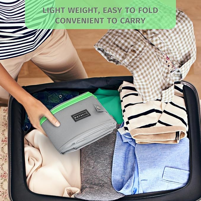 PETSFIT Travel & Portable Cat Litter Box - Leak-Proof, Waterproof Bottom, Collapsible Litter Boxes Perfect for Hotel/Lawn/Car Travel-Mewly Pet