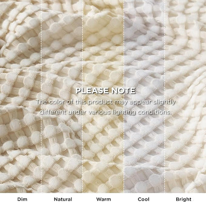 Bedsure Cooling Cotton Waffle Twin XL Blanket - Lightweight Breathable Blanket of Rayon Derived from Bamboo for Hot Sleepers, Light Beige, 66x90 Inches