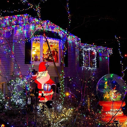 Toodour Christmas Icicle Lights Outdoor, 1224 LED 100ft 8 Modes Fairy Icicle String Light with 204 Drops, Led Christmas Lights Twinkle for Holiday, Party, Wedding, Eaves, Xmas Decorations (Multicolor)