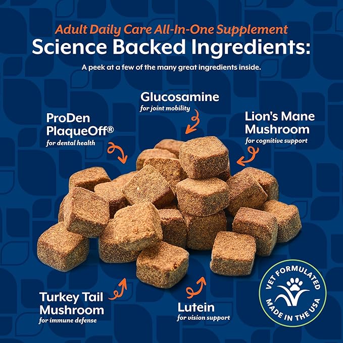 NaturVet All-in-One Adult Dog Daily Care, 10-in-1 Supplement Dog Soft Chews for Mobility, Skin, Digestion, Teeth, Cognition, Eyes, Hickory Smoked Bacon Flavored Pet Supplement for Dogs, 60 Count-Mewly Pet