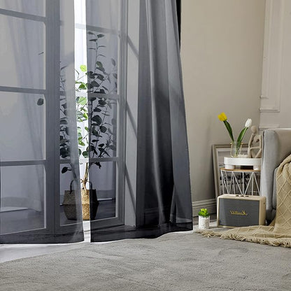 Aiyufeng Long Sheer Black Curtains for Living Room 108 inch Length 2 Panels Set, Semitransparent Balance Privacy & Light Vertical Farmhouse Sheer Drapes for Bedroom, W40 x L108