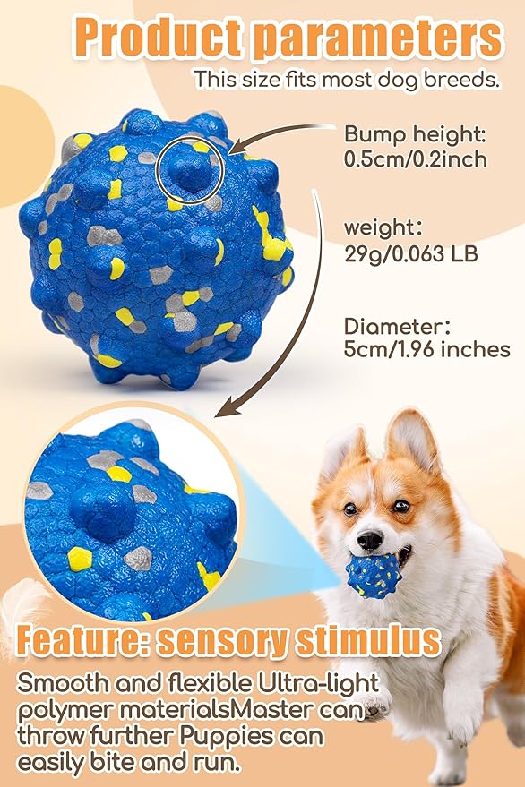 1.96'' Dog Balls for Dogs Aggressive Chewers Indestructible Tennis Durable Bouncy Interactive Dog Toy Balls for Fetch Game Floating Training(Blue Small)-Mewly Pet