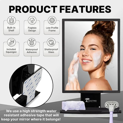 ToiletTree Products Fogless Shower Mirror - Anti-Fog Mirror - Adjustable Shaving Mirror with a Squeegee - Rust-Proof, Impact-Resistance Bathroom Shower Mirror - Tall